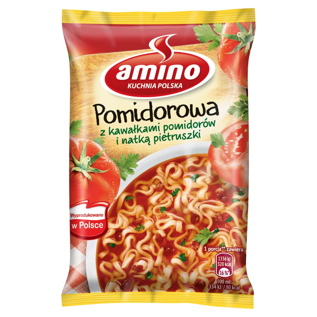 AMINO Zupa Pomidorowa z kawalkami pomidorow. 49,02 zl/kg